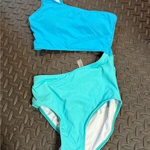 Younique Aqua One-Shoulder Bikini- Size XXS